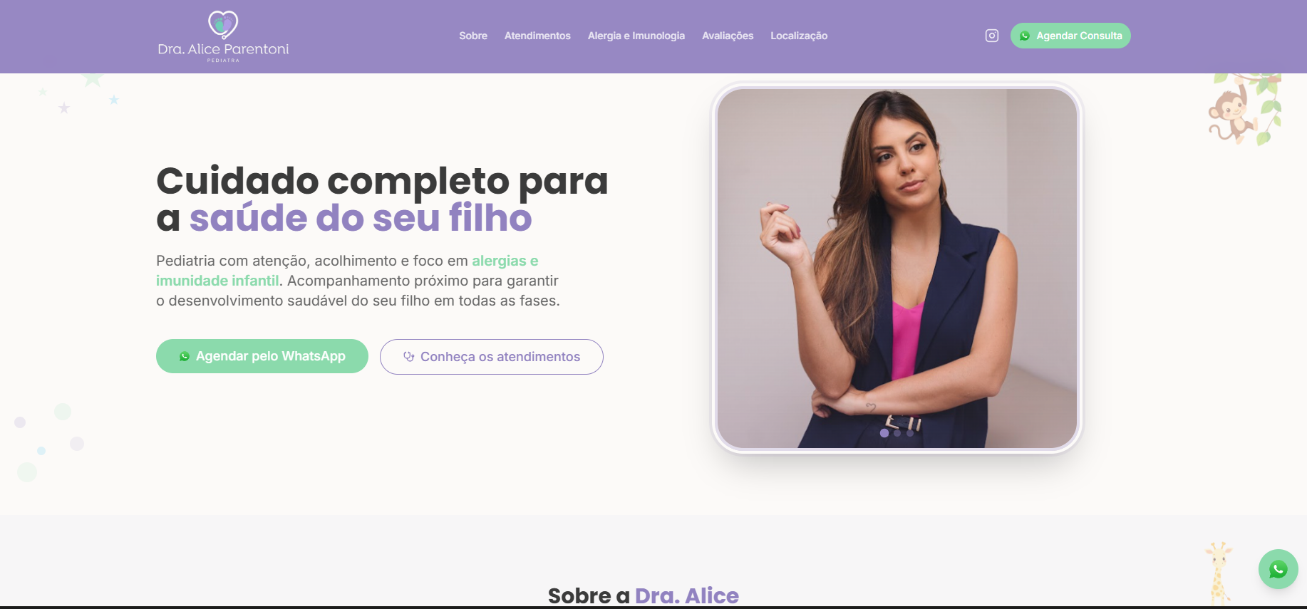 Site profissional de Dra. Alice Parentoni - Pediatria | Portfólio FC Websites