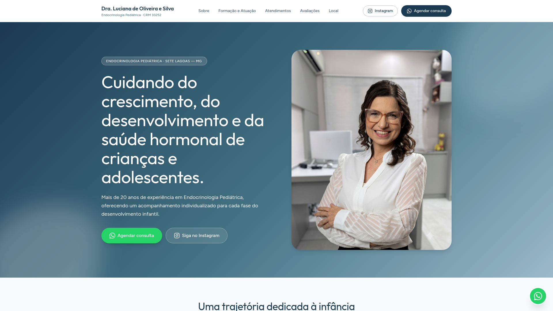 Site profissional de Dra. Luciana de Oliveira e Silva - Endocrinologia Pediátrica | Portfólio FC Websites