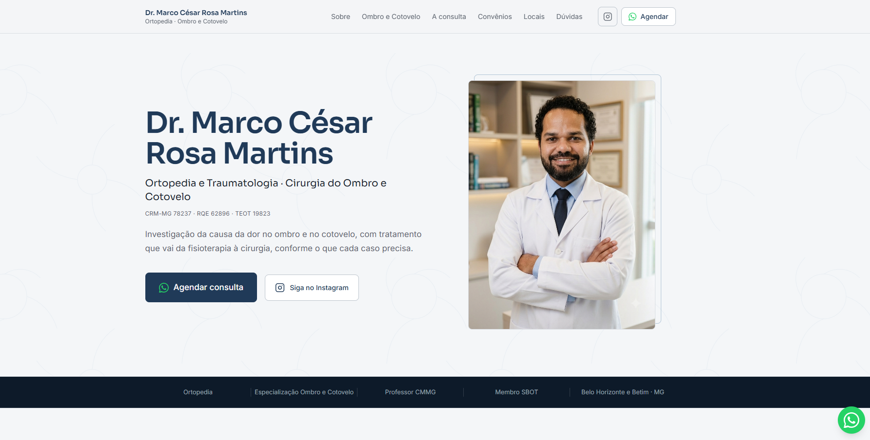 Site profissional de Dr. Marco César Rosa Martins - Ortopedia — Ombro e Cotovelo | Portfólio FC Websites